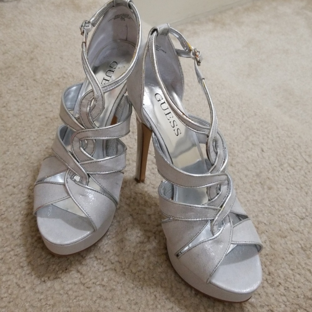 Guess Kaleny strappy heels silver